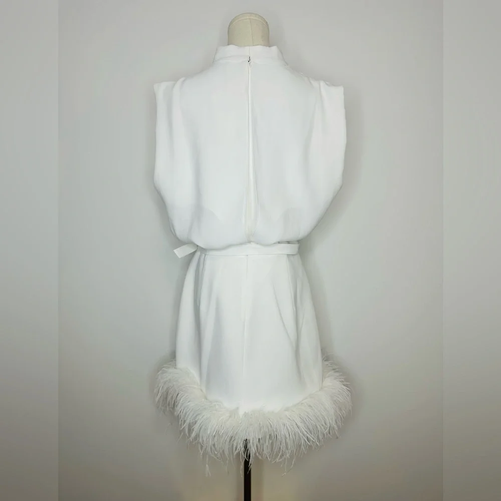 Amanda Uprichard Sullivan Feather-Trimmed Belted Minidress - Picture 9 of 14